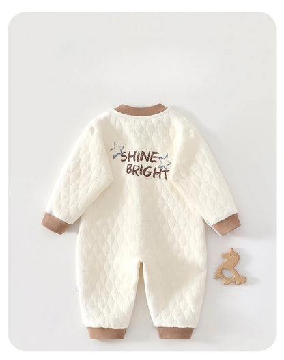 Baby Jumpsuit Autumn - Thick Cotton Romper With Three-Layer Warm Infant Outfit 0-18 Months - ZOOMNSTORE