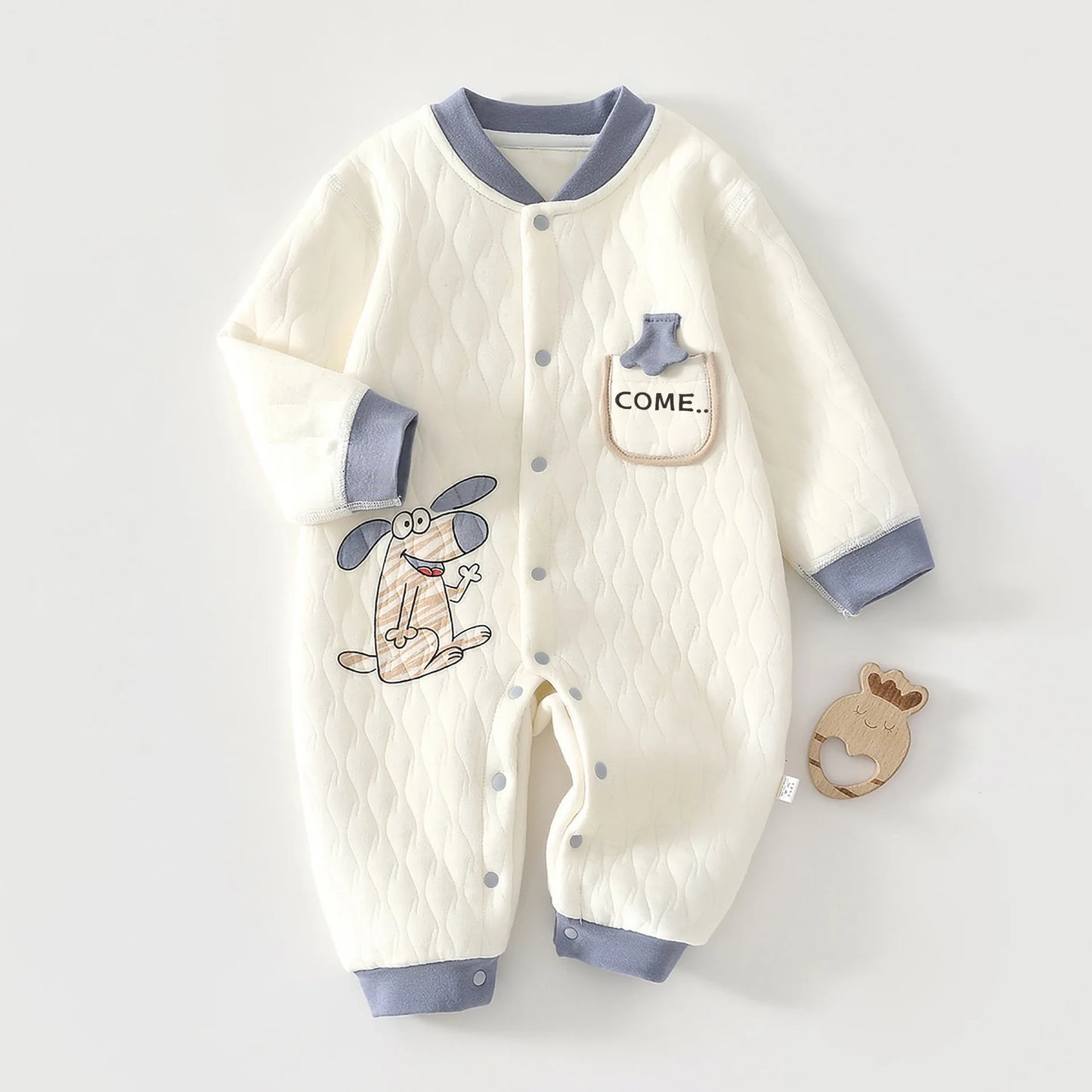 Baby Jumpsuit Autumn - Thick Cotton Romper With Three-Layer Warm Infant Outfit 0-18 Months - ZOOMNSTORE