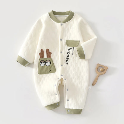 Baby Jumpsuit Autumn - Thick Cotton Romper With Three-Layer Warm Infant Outfit 0-18 Months - ZOOMNSTORE