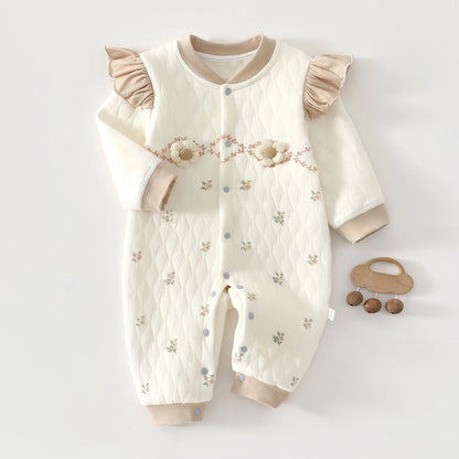Baby Jumpsuit Autumn - Thick Cotton Romper With Three-Layer Warm Infant Outfit 0-18 Months - ZOOMNSTORE