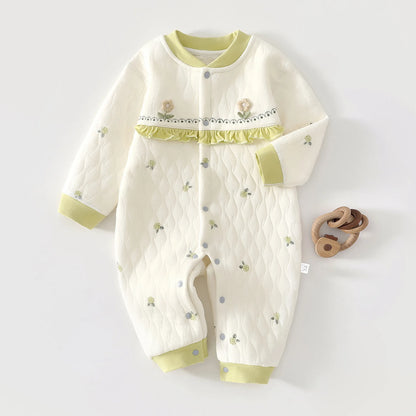 Baby Jumpsuit Autumn - Thick Cotton Romper With Three-Layer Warm Infant Outfit 0-18 Months - ZOOMNSTORE