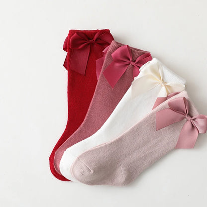 New Brand Baby Toddlers Socks Autumn Winter Children Girls Knee High Long Sock Cotton Big Bow Spanish Style Kids Floor Socks - ZOOMNSTORE