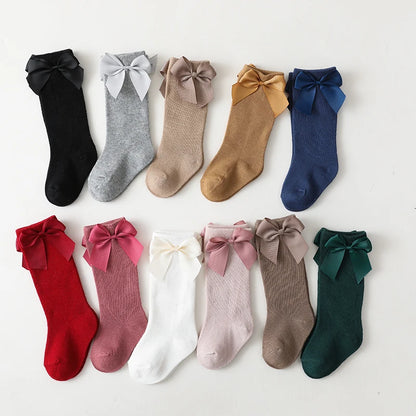 New Brand Baby Toddlers Socks Autumn Winter Children Girls Knee High Long Sock Cotton Big Bow Spanish Style Kids Floor Socks - ZOOMNSTORE