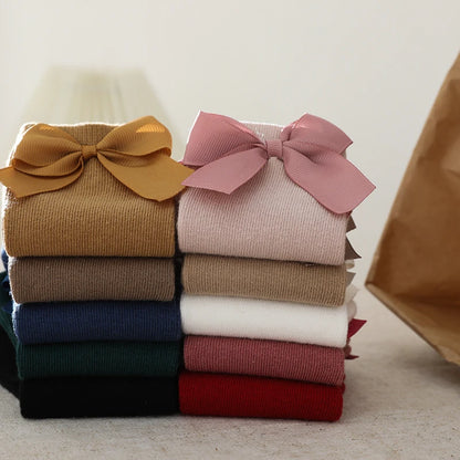 New Brand Baby Toddlers Socks Autumn Winter Children Girls Knee High Long Sock Cotton Big Bow Spanish Style Kids Floor Socks - ZOOMNSTORE