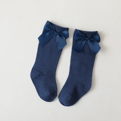 New Brand Baby Toddlers Socks Autumn Winter Children Girls Knee High Long Sock Cotton Big Bow Spanish Style Kids Floor Socks - ZOOMNSTORE