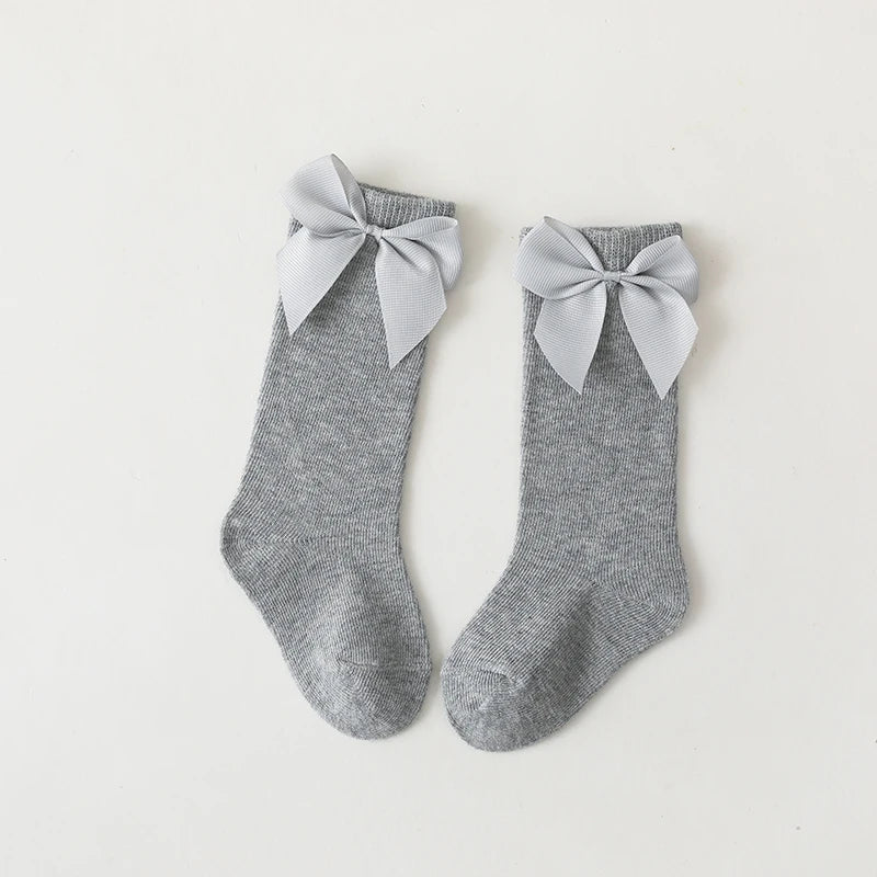 New Brand Baby Toddlers Socks Autumn Winter Children Girls Knee High Long Sock Cotton Big Bow Spanish Style Kids Floor Socks - ZOOMNSTORE