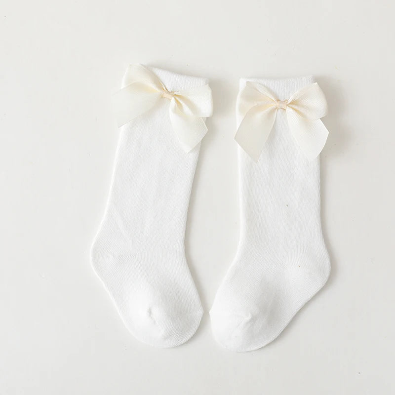 New Brand Baby Toddlers Socks Autumn Winter Children Girls Knee High Long Sock Cotton Big Bow Spanish Style Kids Floor Socks - ZOOMNSTORE