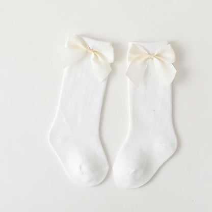 New Brand Baby Toddlers Socks Autumn Winter Children Girls Knee High Long Sock Cotton Big Bow Spanish Style Kids Floor Socks - ZOOMNSTORE