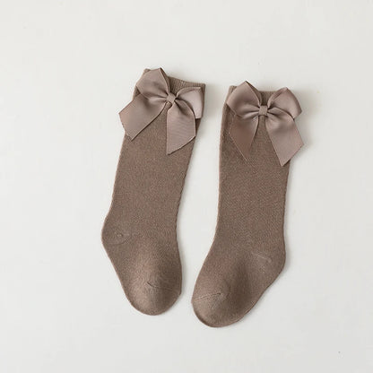 New Brand Baby Toddlers Socks Autumn Winter Children Girls Knee High Long Sock Cotton Big Bow Spanish Style Kids Floor Socks - ZOOMNSTORE