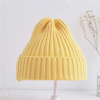 Baby Kids Ribbed Knitted Beanie Hats For Girls Boys Casual Toddlers Windproof Cap 6M-4Years Baby Photography Props Accessories - ZOOMNSTORE