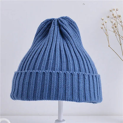 Baby Kids Ribbed Knitted Beanie Hats For Girls Boys Casual Toddlers Windproof Cap 6M-4Years Baby Photography Props Accessories - ZOOMNSTORE