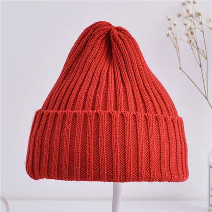 Baby Kids Ribbed Knitted Beanie Hats For Girls Boys Casual Toddlers Windproof Cap 6M-4Years Baby Photography Props Accessories - ZOOMNSTORE