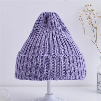 Baby Kids Ribbed Knitted Beanie Hats For Girls Boys Casual Toddlers Windproof Cap 6M-4Years Baby Photography Props Accessories - ZOOMNSTORE