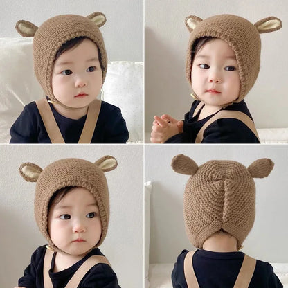 0-2 Years Baby Hat Autumn Winter Ear Rabbit Knitted Kids Hat Baby Girls Baby Boys Cute Wool Hat  Baby Accessories Newborn - ZOOMNSTORE
