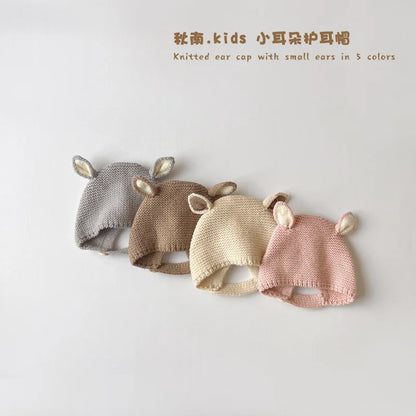 0-2 Years Baby Hat Autumn Winter Ear Rabbit Knitted Kids Hat Baby Girls Baby Boys Cute Wool Hat  Baby Accessories Newborn - ZOOMNSTORE