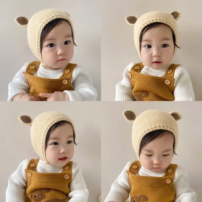 0-2 Years Baby Hat Autumn Winter Ear Rabbit Knitted Kids Hat Baby Girls Baby Boys Cute Wool Hat  Baby Accessories Newborn - ZOOMNSTORE