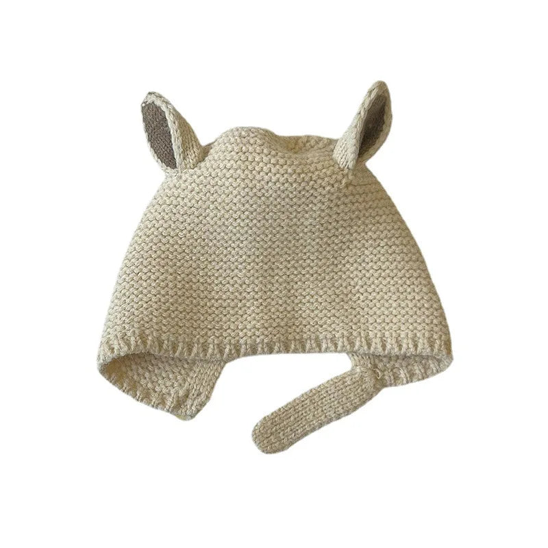 0-2 Years Baby Hat Autumn Winter Ear Rabbit Knitted Kids Hat Baby Girls Baby Boys Cute Wool Hat  Baby Accessories Newborn - ZOOMNSTORE