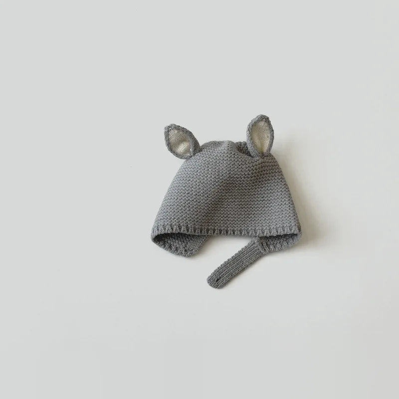 0-2 Years Baby Hat Autumn Winter Ear Rabbit Knitted Kids Hat Baby Girls Baby Boys Cute Wool Hat  Baby Accessories Newborn - ZOOMNSTORE