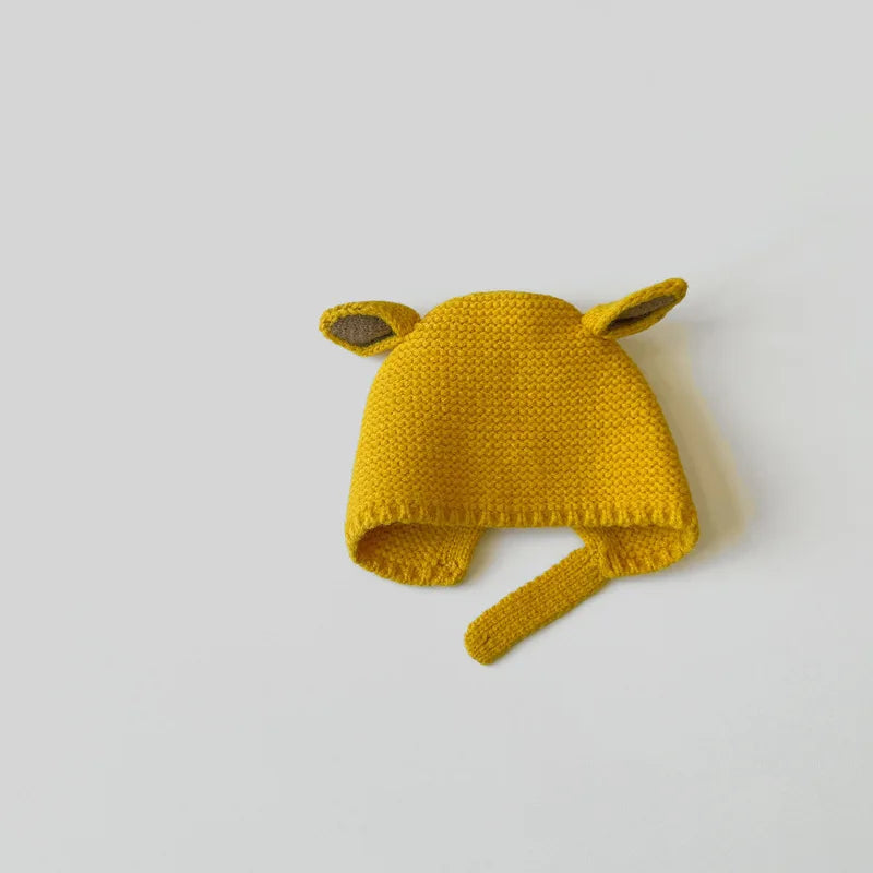 0-2 Years Baby Hat Autumn Winter Ear Rabbit Knitted Kids Hat Baby Girls Baby Boys Cute Wool Hat  Baby Accessories Newborn - ZOOMNSTORE