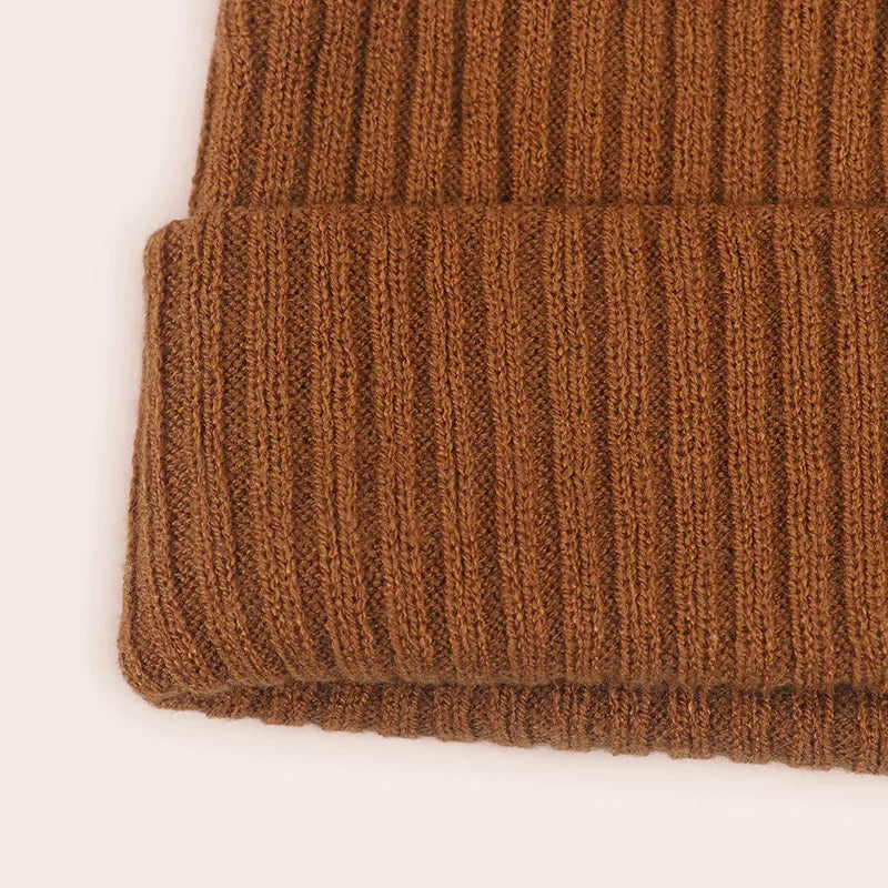 0-2year Baby Knitted Hat Kids Solid Color Woolen Pullover Cap Boys Girls Infant Winter Warm Beanies Basic Toddler Crochet Bonnet - ZOOMNSTORE