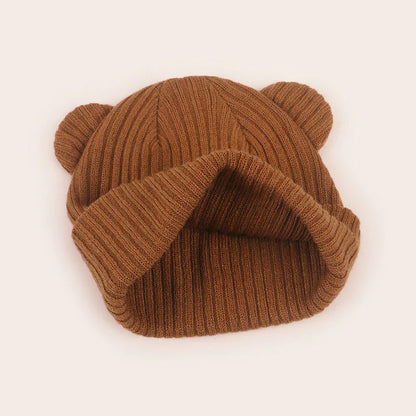 0-2year Baby Knitted Hat Kids Solid Color Woolen Pullover Cap Boys Girls Infant Winter Warm Beanies Basic Toddler Crochet Bonnet - ZOOMNSTORE