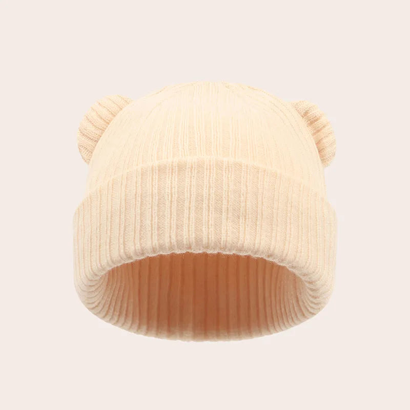 0-2year Baby Knitted Hat Kids Solid Color Woolen Pullover Cap Boys Girls Infant Winter Warm Beanies Basic Toddler Crochet Bonnet - ZOOMNSTORE