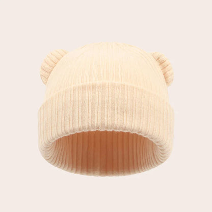 0-2year Baby Knitted Hat Kids Solid Color Woolen Pullover Cap Boys Girls Infant Winter Warm Beanies Basic Toddler Crochet Bonnet - ZOOMNSTORE