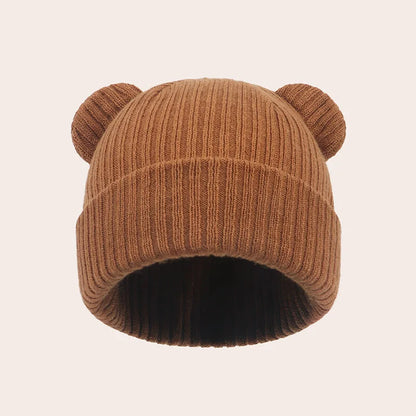 0-2year Baby Knitted Hat Kids Solid Color Woolen Pullover Cap Boys Girls Infant Winter Warm Beanies Basic Toddler Crochet Bonnet - ZOOMNSTORE