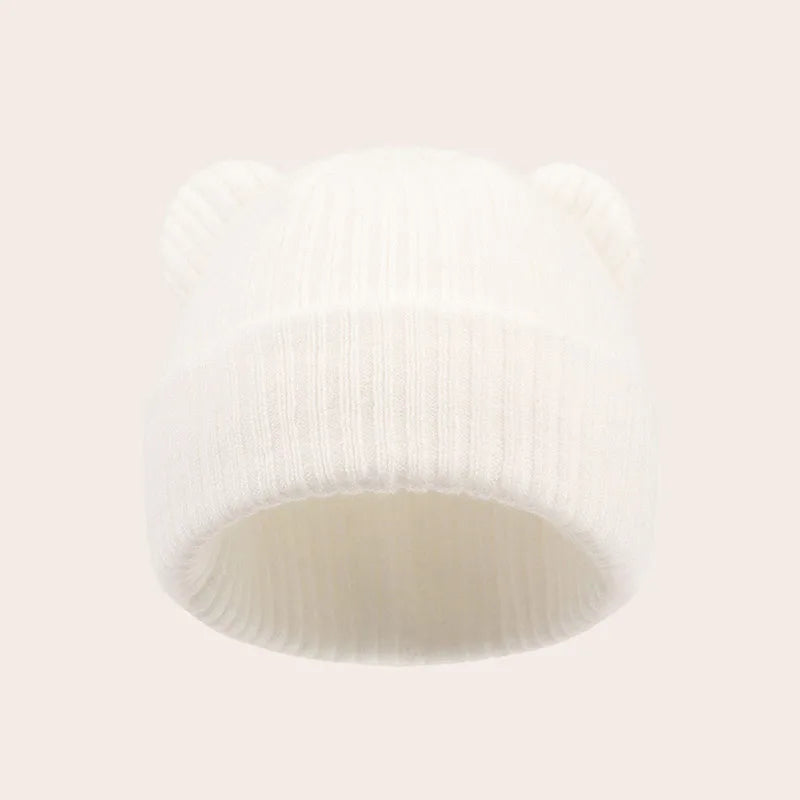 0-2year Baby Knitted Hat Kids Solid Color Woolen Pullover Cap Boys Girls Infant Winter Warm Beanies Basic Toddler Crochet Bonnet - ZOOMNSTORE