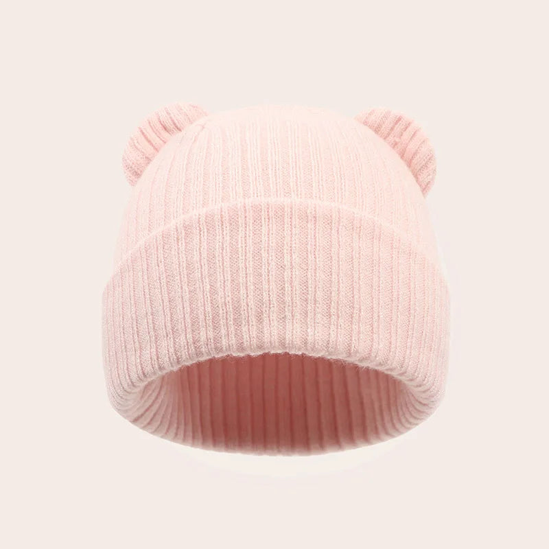 0-2year Baby Knitted Hat Kids Solid Color Woolen Pullover Cap Boys Girls Infant Winter Warm Beanies Basic Toddler Crochet Bonnet - ZOOMNSTORE