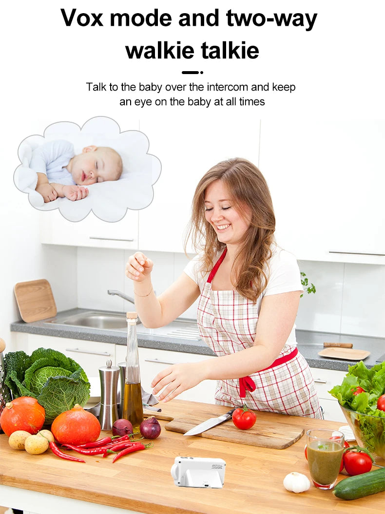 Damini 720p HD baby monitor IR night vision breastfeeding reminder temperature detection lullaby 2.4G wireless connection - ZOOMNSTORE