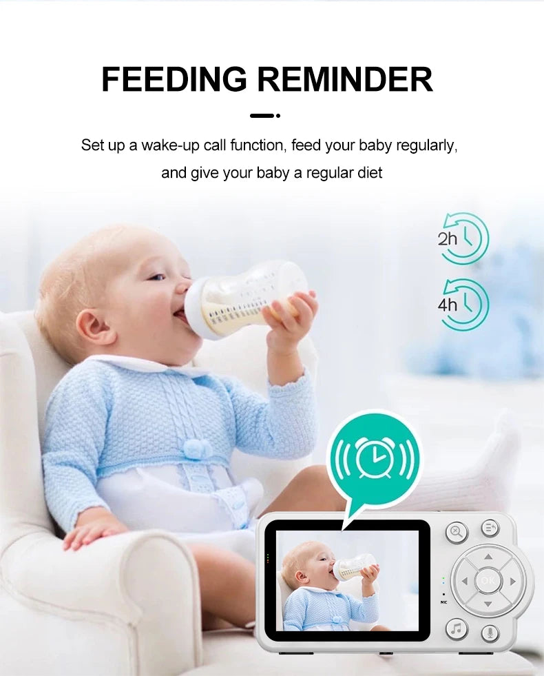 Damini 720p HD baby monitor IR night vision breastfeeding reminder temperature detection lullaby 2.4G wireless connection - ZOOMNSTORE