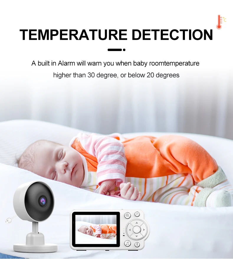 Damini 720p HD baby monitor IR night vision breastfeeding reminder temperature detection lullaby 2.4G wireless connection - ZOOMNSTORE