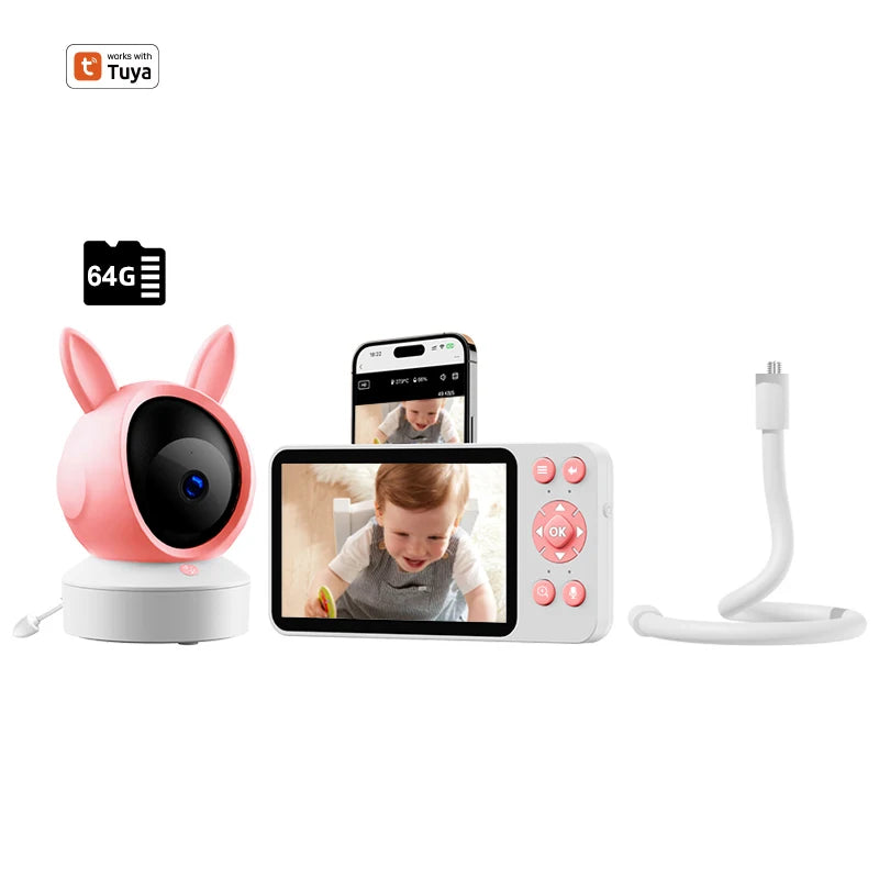 DANMINI 5 "TuyaAPP Baby Monitor Security Protection Wireless PTZ Surveillance Camera with Infrared Night Vision Motion Detection - ZOOMNSTORE