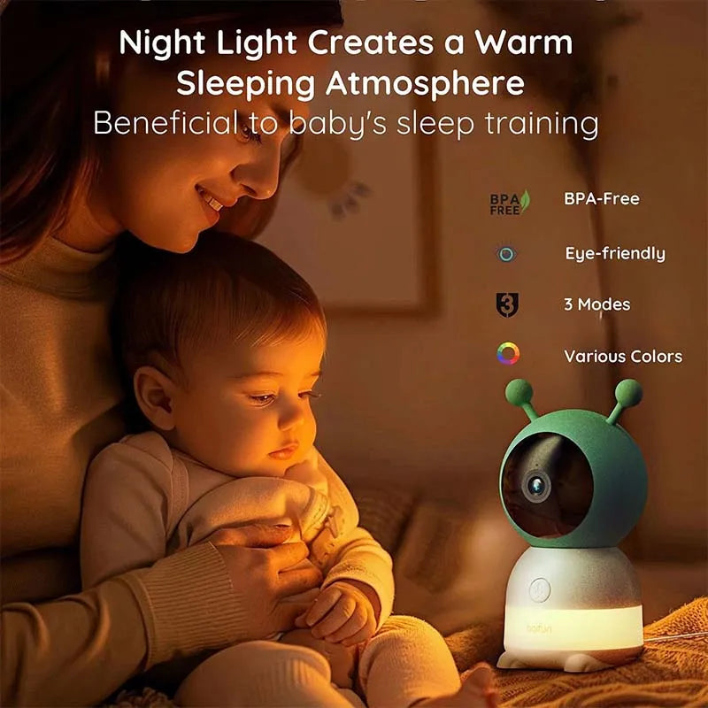 BOIFUN 2K 5" Baby Monitor Camera,  360° Rotation with Phone App, Colorful Night Lights,Motion Monitoring, Automatic Tracking - ZOOMNSTORE