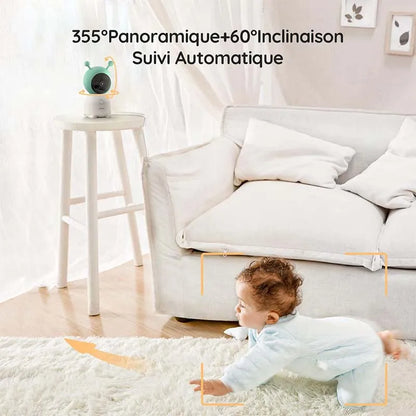 BOIFUN 2K 5" Baby Monitor Camera,  360° Rotation with Phone App, Colorful Night Lights,Motion Monitoring, Automatic Tracking - ZOOMNSTORE