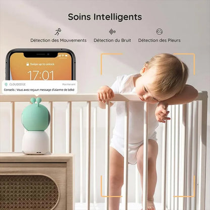 BOIFUN 2K 5" Baby Monitor Camera,  360° Rotation with Phone App, Colorful Night Lights,Motion Monitoring, Automatic Tracking - ZOOMNSTORE