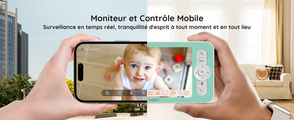 BOIFUN 2K 5" Baby Monitor Camera,  360° Rotation with Phone App, Colorful Night Lights,Motion Monitoring, Automatic Tracking - ZOOMNSTORE