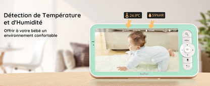 BOIFUN 2K 5" Baby Monitor Camera,  360° Rotation with Phone App, Colorful Night Lights,Motion Monitoring, Automatic Tracking - ZOOMNSTORE