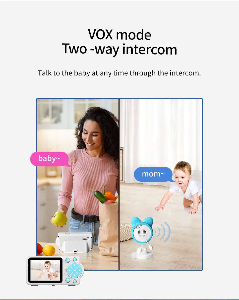 Baby Care Infrared Night Vision Breastfeeding Reminder Temperature Detection Lullaby Wireless Connection Video Surveillance - ZOOMNSTORE