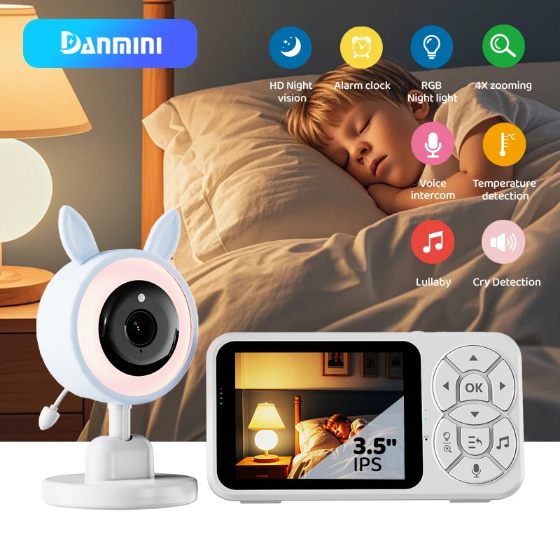DANMINI new 3.5 "RGB night light baby monitor with night vision temperature detection voice intercom baby nanny security camera - ZOOMNSTORE