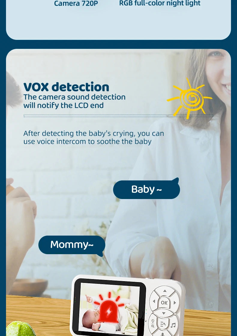 DANMINI new 3.5 "RGB night light baby monitor with night vision temperature detection voice intercom baby nanny security camera - ZOOMNSTORE