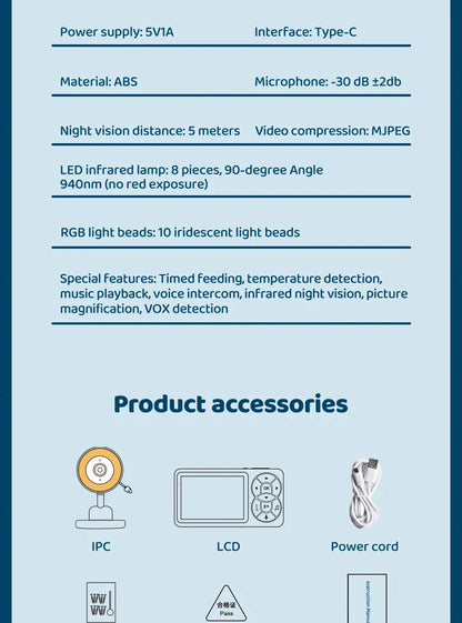 DANMINI new 3.5 "RGB night light baby monitor with night vision temperature detection voice intercom baby nanny security camera - ZOOMNSTORE
