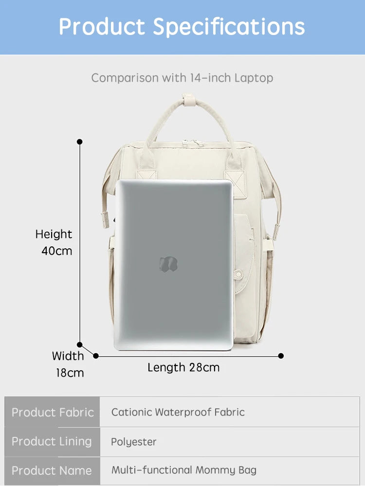 PANGDUBE Baby Nappy Bag with 2pcs Stroller Hooks Mummy Bag Backpack Waterproof Outdoor Travel Mommy Maternity Bag for Baby Stuff - ZOOMNSTORE