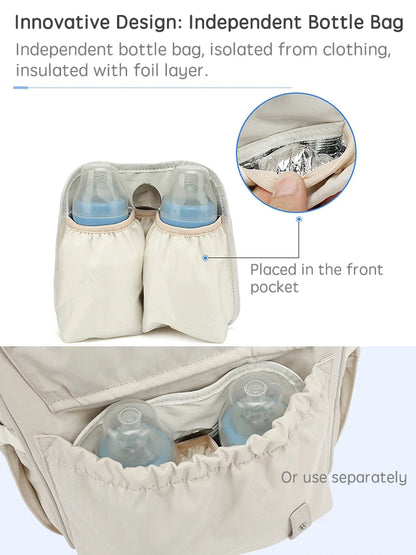 PANGDUBE Baby Nappy Bag with 2pcs Stroller Hooks Mummy Bag Backpack Waterproof Outdoor Travel Mommy Maternity Bag for Baby Stuff - ZOOMNSTORE