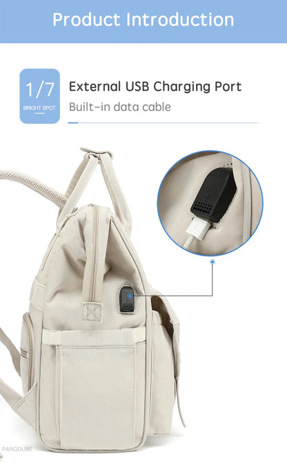 PANGDUBE Baby Nappy Bag with 2pcs Stroller Hooks Mummy Bag Backpack Waterproof Outdoor Travel Mommy Maternity Bag for Baby Stuff - ZOOMNSTORE