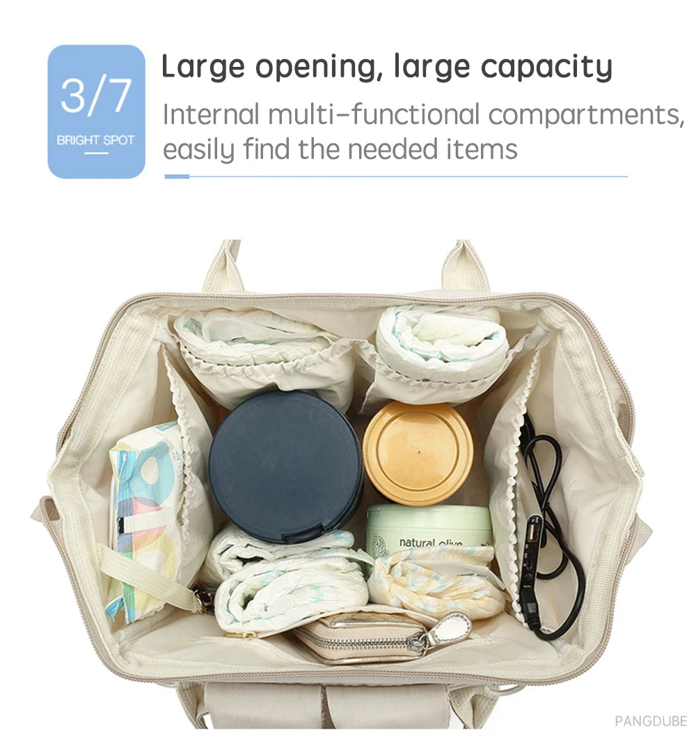 PANGDUBE Baby Nappy Bag with 2pcs Stroller Hooks Mummy Bag Backpack Waterproof Outdoor Travel Mommy Maternity Bag for Baby Stuff - ZOOMNSTORE
