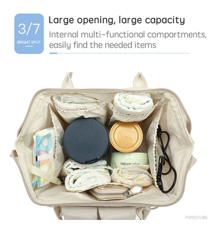 PANGDUBE Baby Nappy Bag with 2pcs Stroller Hooks Mummy Bag Backpack Waterproof Outdoor Travel Mommy Maternity Bag for Baby Stuff - ZOOMNSTORE