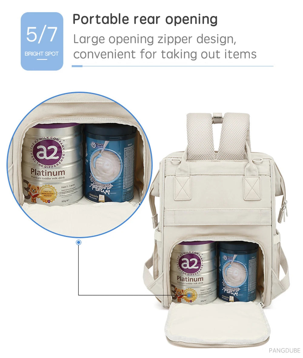 PANGDUBE Baby Nappy Bag with 2pcs Stroller Hooks Mummy Bag Backpack Waterproof Outdoor Travel Mommy Maternity Bag for Baby Stuff - ZOOMNSTORE