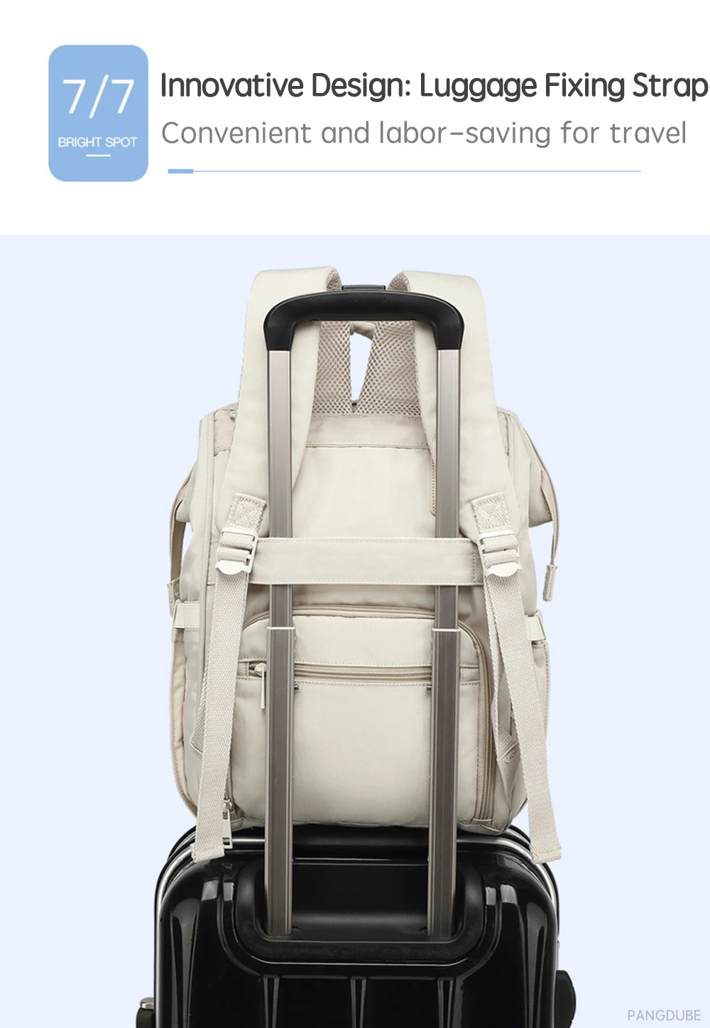 PANGDUBE Baby Nappy Bag with 2pcs Stroller Hooks Mummy Bag Backpack Waterproof Outdoor Travel Mommy Maternity Bag for Baby Stuff - ZOOMNSTORE